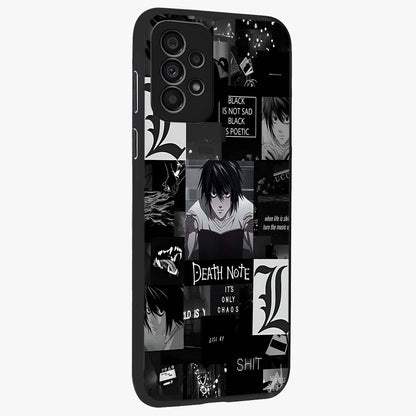 Midnight Chaos Mind Glass Case upright view showcasing expressive abstract artwork with bold dark theme.