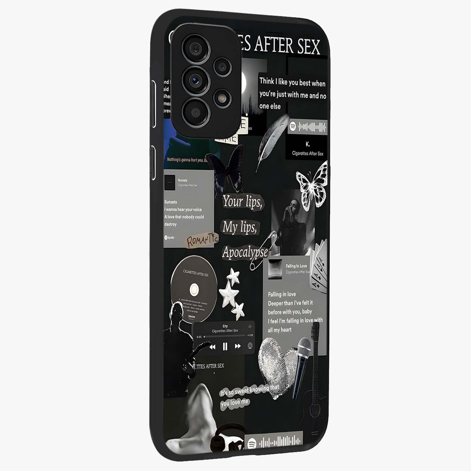 Midnight Love Echo Glass Case upright view showcasing expressive romantic artwork with dreamy midnight theme.