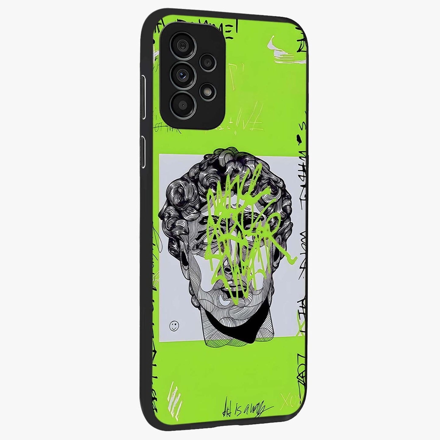 Neo Graffiti Rebellion Glass Case upright view showcasing colorful graffiti artwork with bold modern street style.
