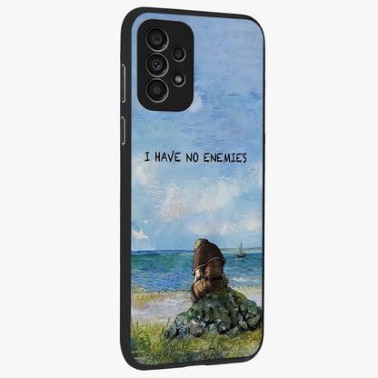 Peace Beyond War Glass Case upright view showcasing powerful peace symbol artwork with inspirational theme.