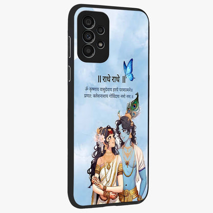 Radha Krishna Eternal Glass Case upright view showcasing sacred Radha Krishna artwork with eternal devotional theme.