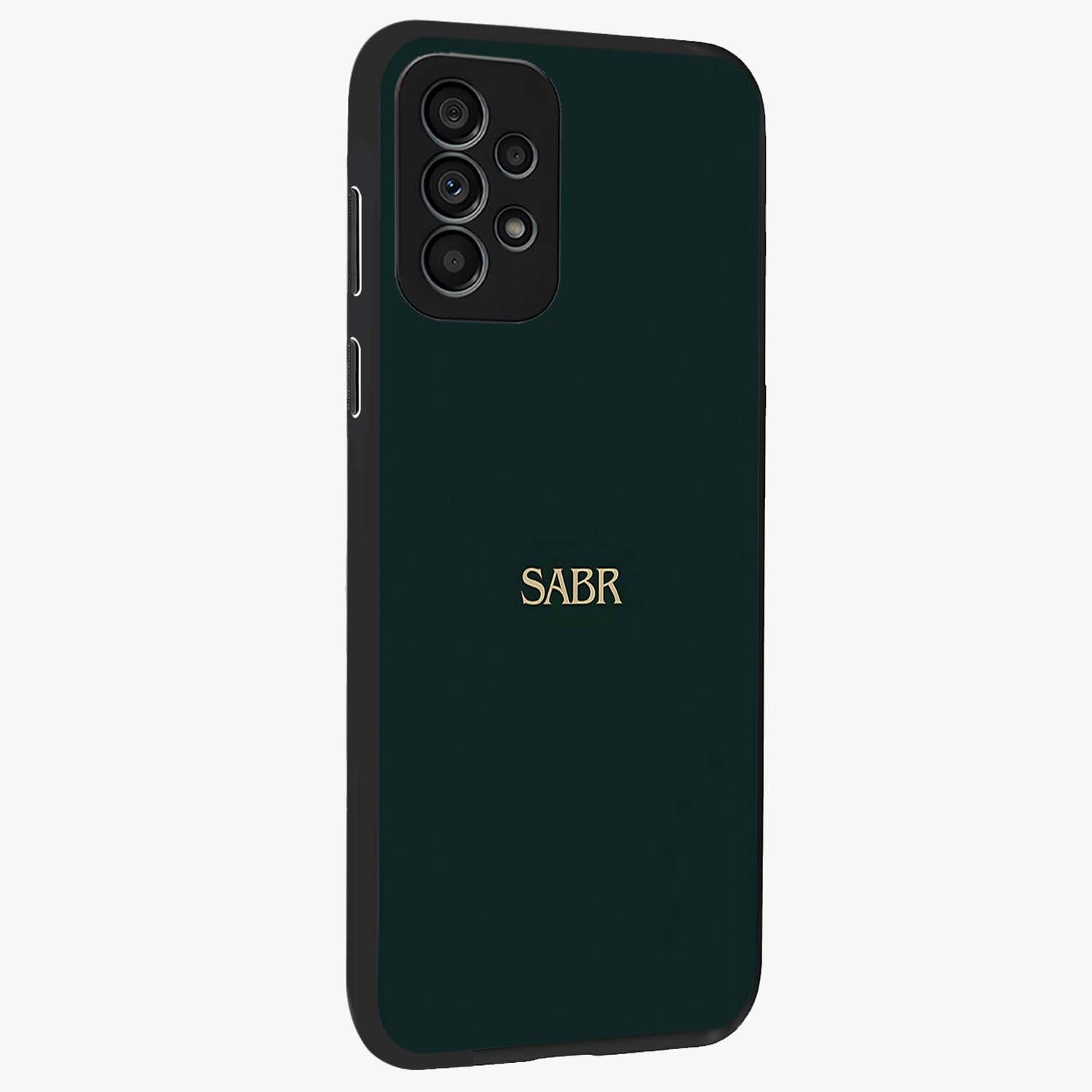 Sabr Minimal Patience Glass Case upright view showcasing calm minimalist artwork with motivational patience theme.