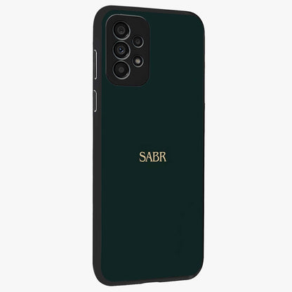 Sabr Minimal Patience Glass Case upright view showcasing calm minimalist artwork with motivational patience theme.