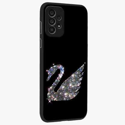 Starlit Swan Grace Glass Case upright view showcasing beautiful swan artwork with peaceful night themed design.