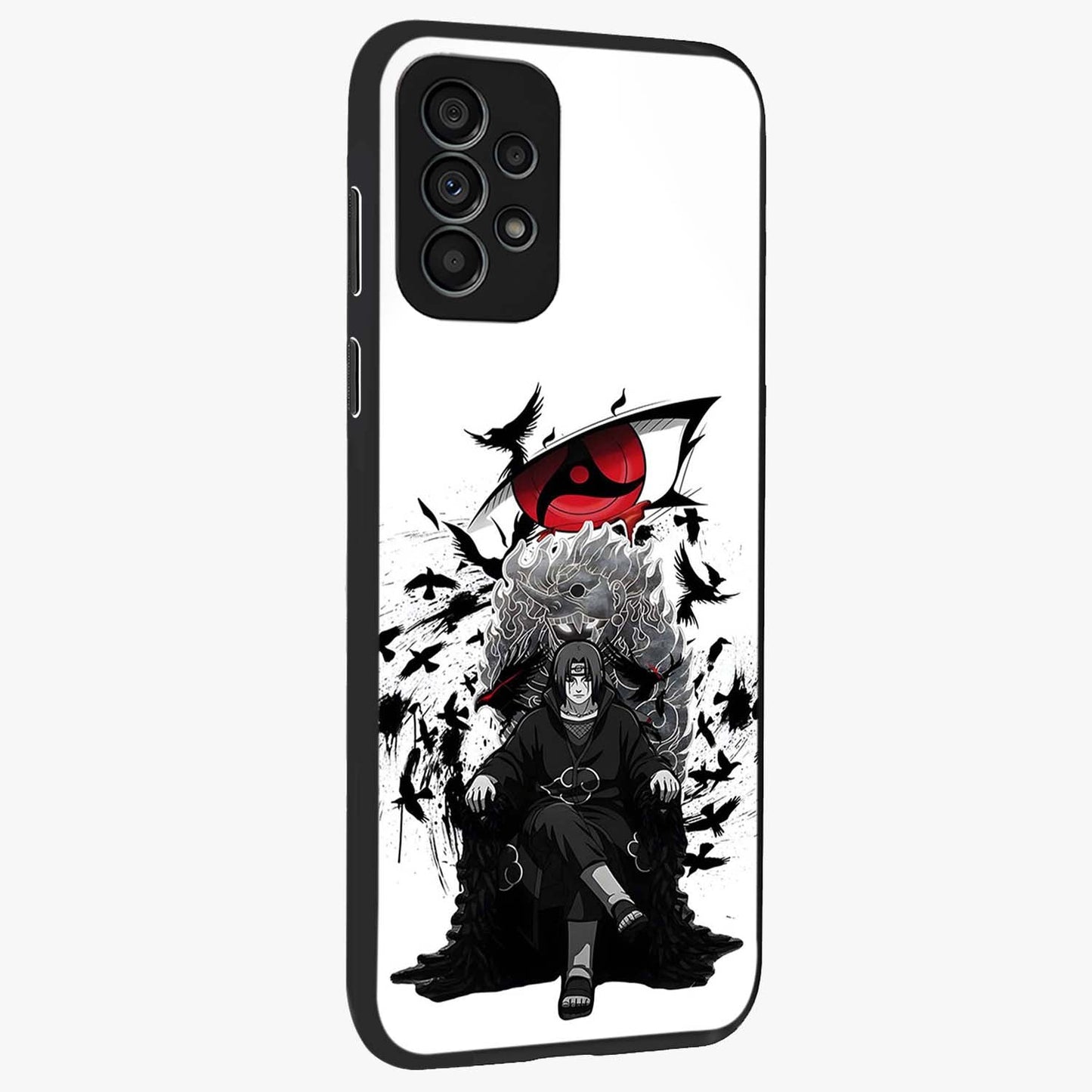 Uchiha Shadow Throne Glass Case upright view showcasing magical underwater galaxy artwork with vibrant cosmic theme.