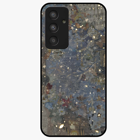 Aesthetic Astrolophia Glass Case showing flat back view with dreamy aesthetic design and glossy glass finish.