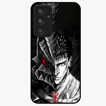 Berserker Blood Oath Glass Case showing flat back view with fierce warrior inspired artwork and glossy glass finish.