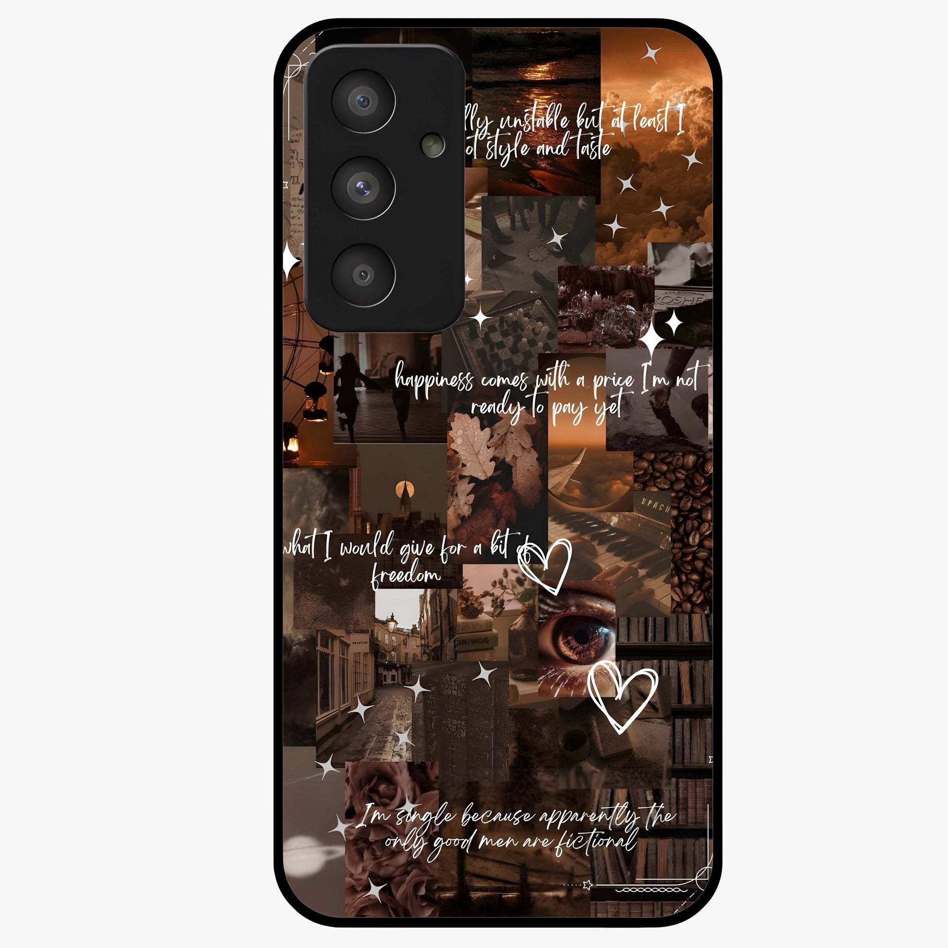 Bittersweet Aesthetic Chaos Glass Case showing flat back view with artistic chaotic aesthetic design and glossy glass finish.