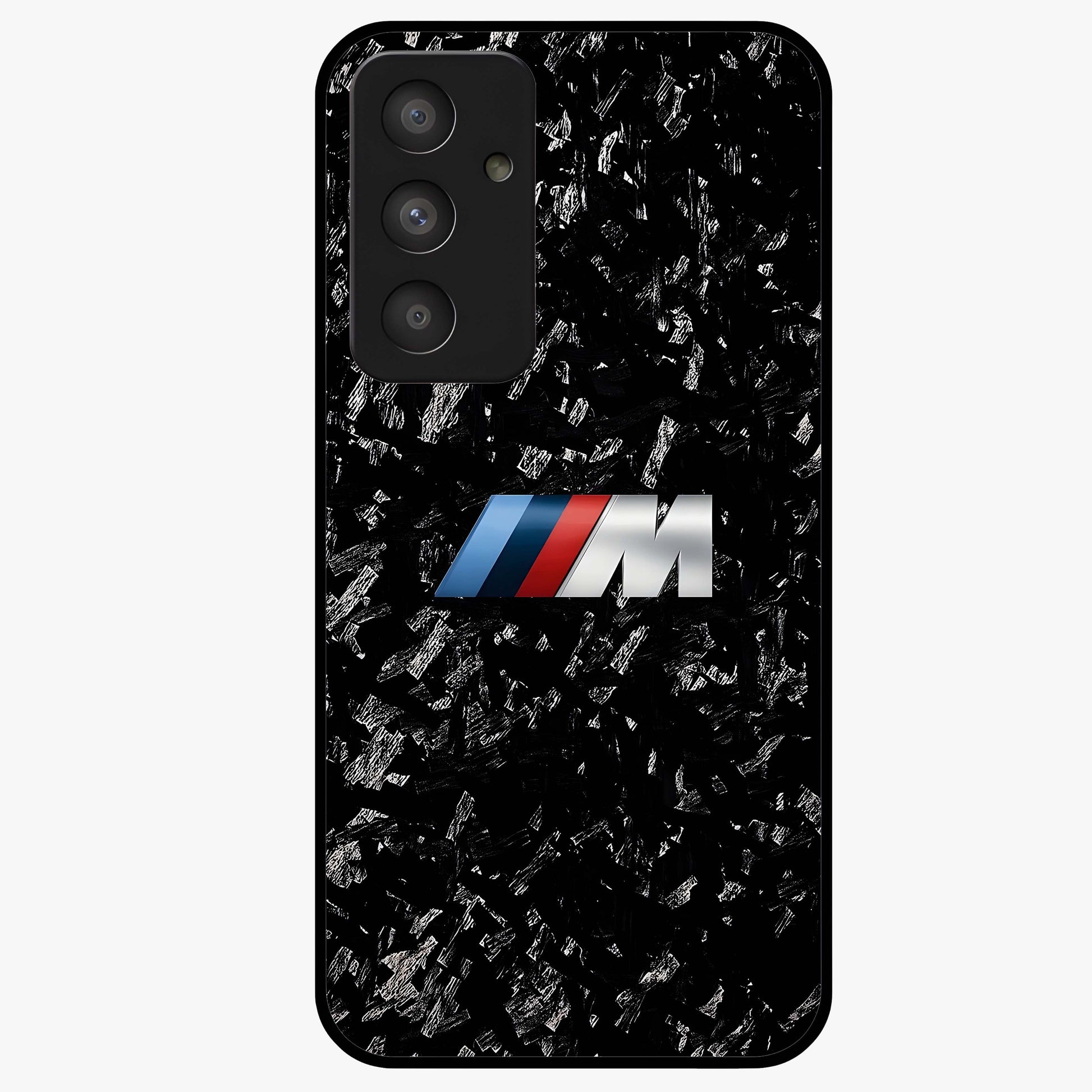 Carbon Speed Mark Glass Case showing flat back view with sporty carbon pattern artwork and glossy glass finish.