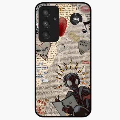City Dream Sketch Glass Case showing flat back view with artistic city skyline sketch artwork and glossy glass finish.