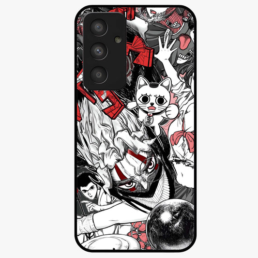 Crimson Chaos Panel Glass Case showing flat back view with bold crimson abstract artwork and glossy glass finish.