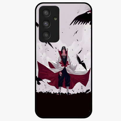 Crimson Crow Ascension Glass Case showing flat back view with mystical crow artwork and glossy glass finish.