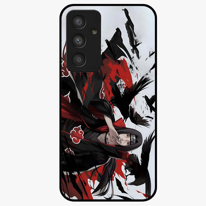 Crimson Crow Illusion Glass Case showing flat back view with artistic crow illusion artwork and glossy glass finish.