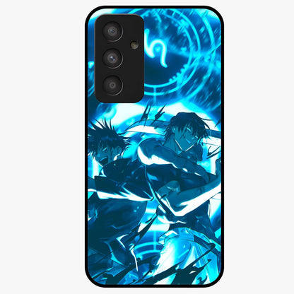 Cursed Energy Clash Glass Case showing flat back view with intense cursed energy artwork and glossy glass finish.