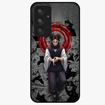 Cursed Ritual Ascension Glass Case showing flat back view with dark ritual themed artwork and glossy glass finish.