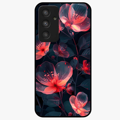 Dark Shade of Flower Glass Case showing flat back view with elegant dark floral artwork and glossy glass finish.
