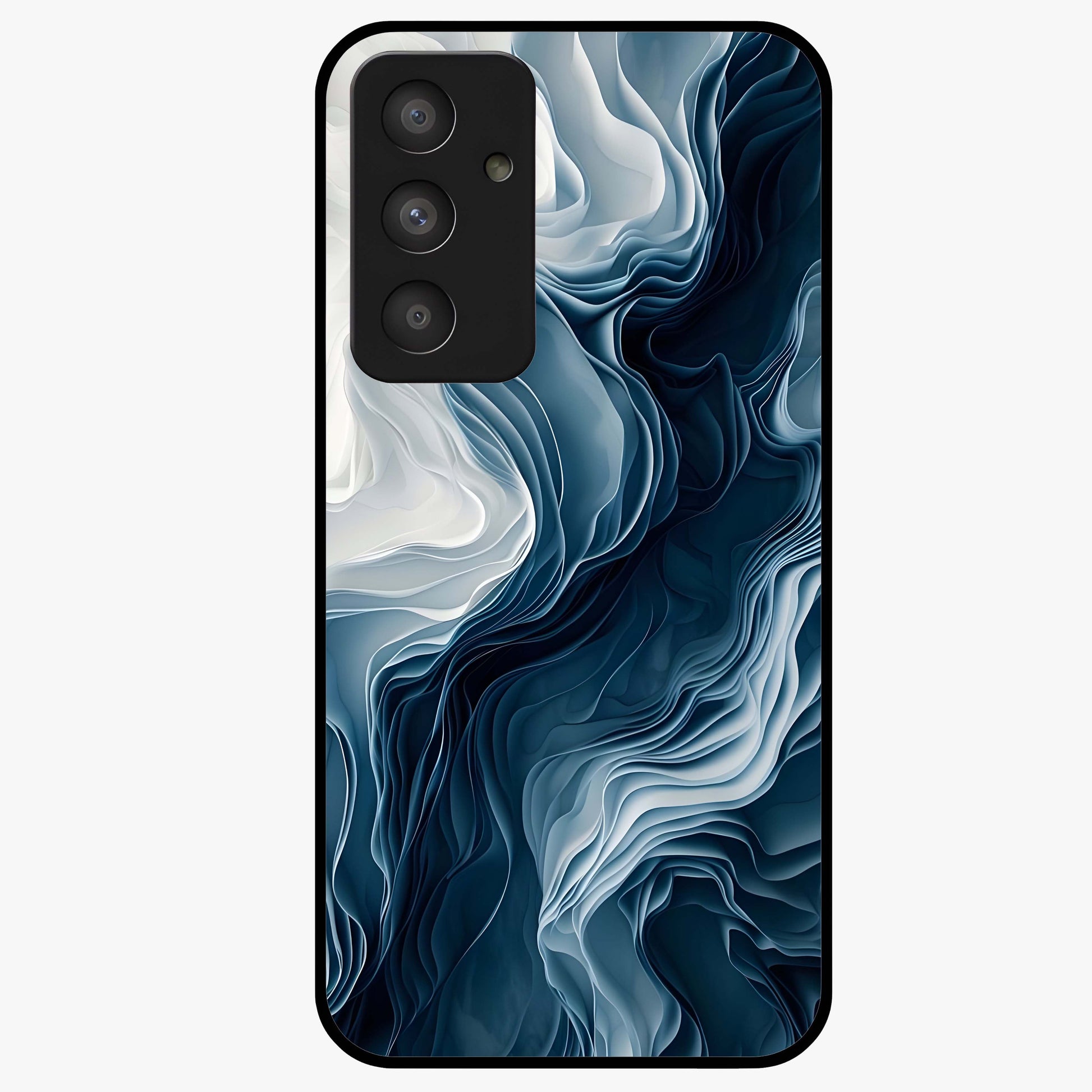 Ethereal Paper Marble Glass Case showing flat back view with soft marble paper texture artwork and glossy glass finish.