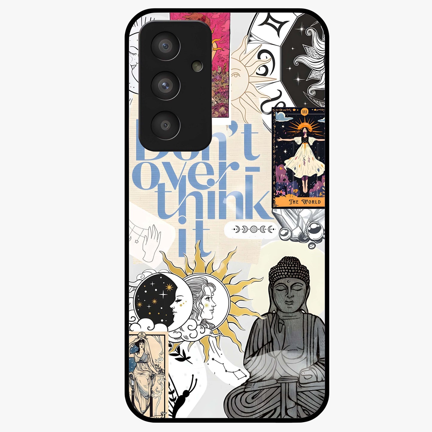 Ethereal Thoughts Glass Case showing flat back view with dreamy artistic artwork and glossy glass finish.