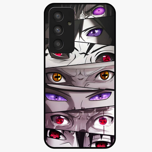 Eyes of Destiny Glass Case showing flat back view with striking eye themed artwork and glossy glass finish.
