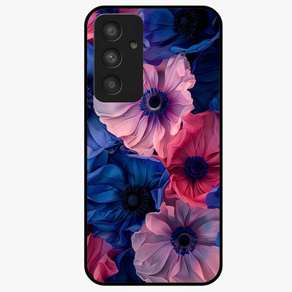 Flower Paper Art Pattern Glass Case showing flat back view with paper cut style floral artwork and glossy glass finish.