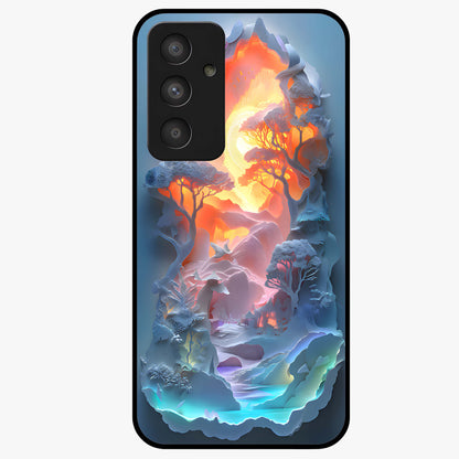 Glow Forest Portal Glass Case showing flat back view with glowing forest portal artwork and glossy glass finish.