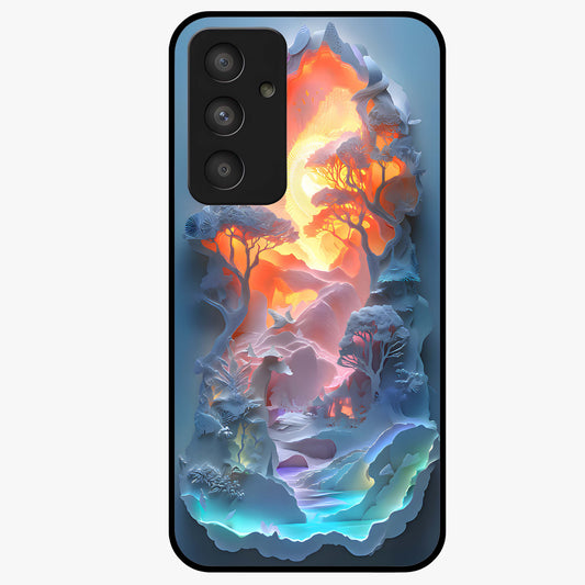 Glow Forest Portal Glass Case showing flat back view with glowing forest portal artwork and glossy glass finish.