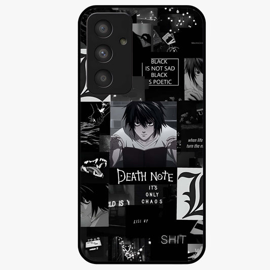 Midnight Chaos Mind Glass Case showing flat back view with abstract dark themed artwork and glossy glass finish.