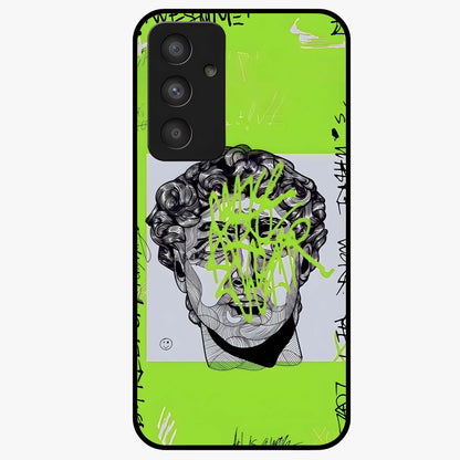 Neo Graffiti Rebellion Glass Case showing flat back view with vibrant graffiti artwork and glossy glass finish.