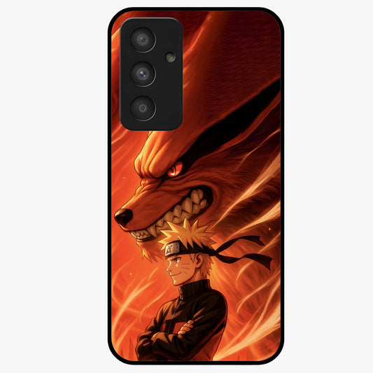 Nine Tails Legacy Glass Case showing flat back view with powerful nine-tailed fox inspired artwork and glossy glass finish.