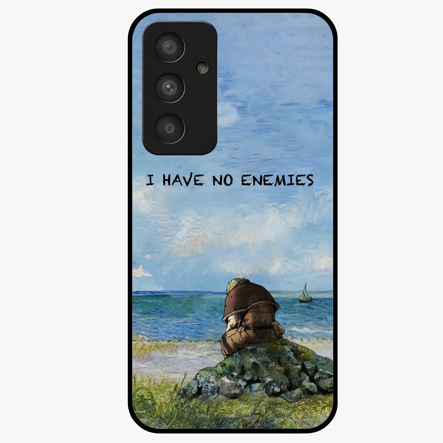 Peace Beyond War Glass Case showing flat back view with symbolic peace themed artwork and glossy glass finish.