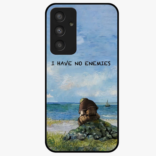 Peace Beyond War Glass Case showing flat back view with symbolic peace themed artwork and glossy glass finish.