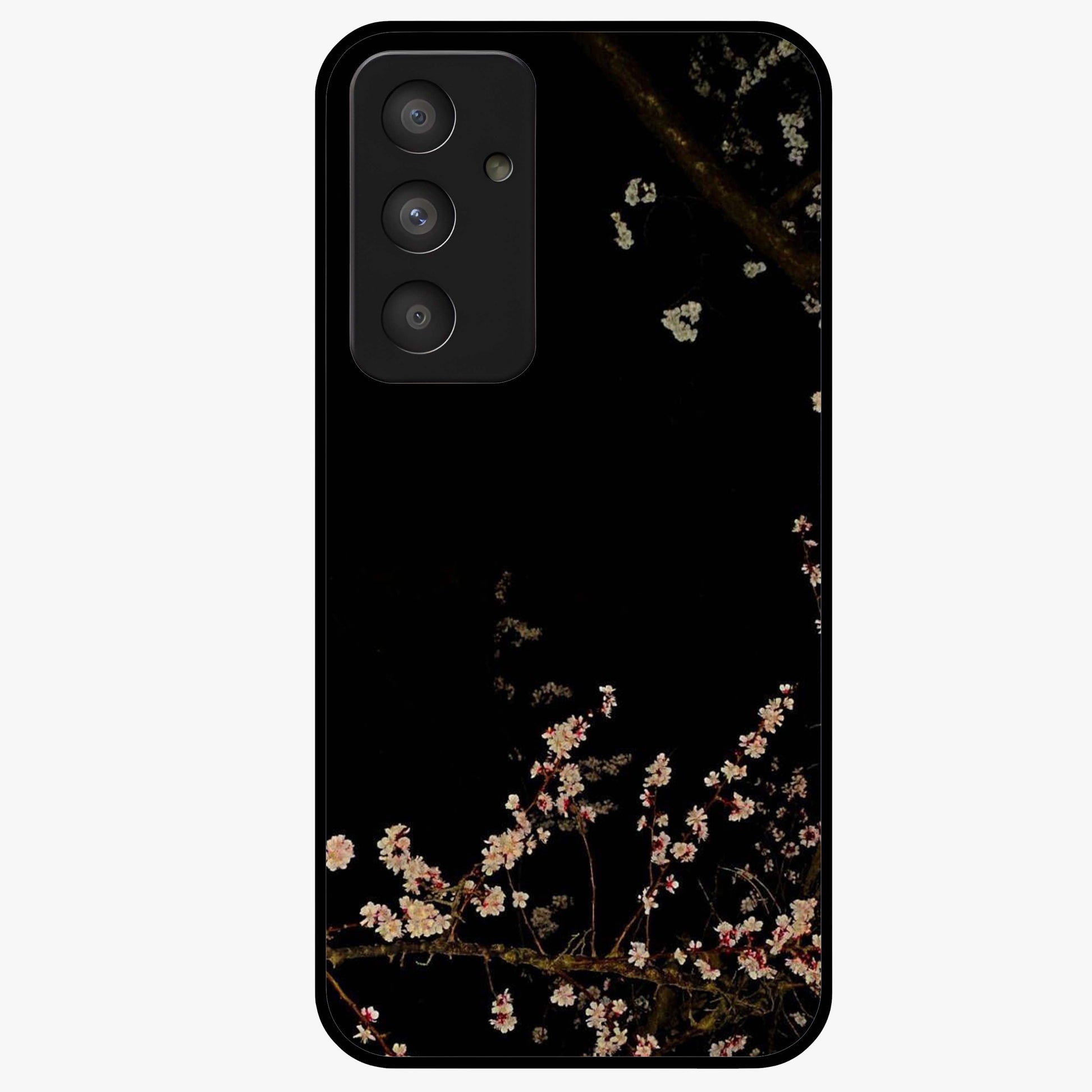 Petal Moon Light With Custom Name Glass Case showing flat back view with floral moonlight artwork and personalized name design.