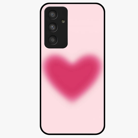 Pink Aura Heart Glass Case showing flat back view with glowing heart artwork and glossy glass finish.