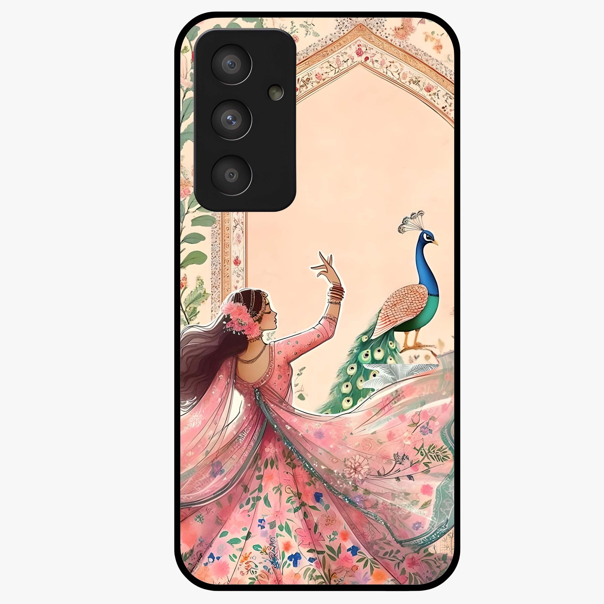 Royal Grace Muse Glass Case showing flat back view with elegant artistic artwork and glossy glass finish.