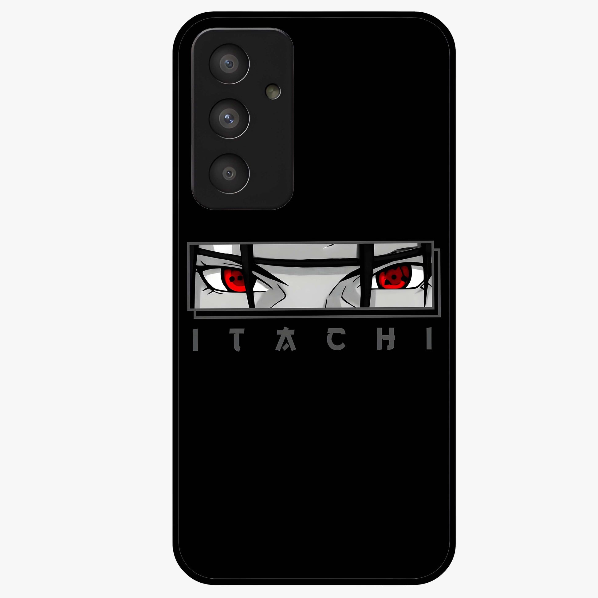 Scarlet Gaze Dominance Glass Case showing flat back view with striking red themed artwork and glossy glass finish.