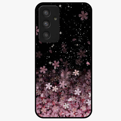 Small Starry Flowers Glass Case showing flat back view with delicate starry floral artwork and glossy glass finish.