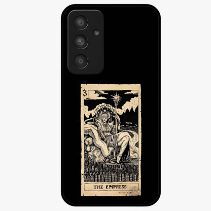 The Empress Glass Case showing flat back view with regal feminine artwork and glossy glass finish.