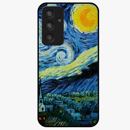 Van Gogh Art Glass Case showing flat back view with classic painterly artwork inspired by Van Gogh style and glossy glass finish.