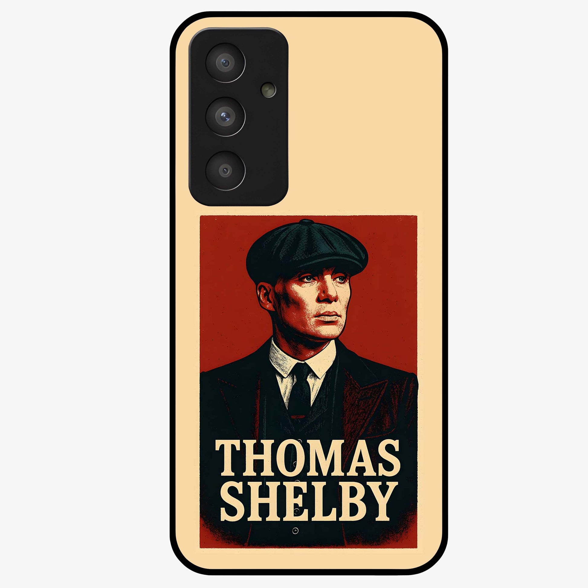 Vintage Mafia Authority Glass Case showing flat back view with bold vintage mafia inspired artwork and glossy glass finish.