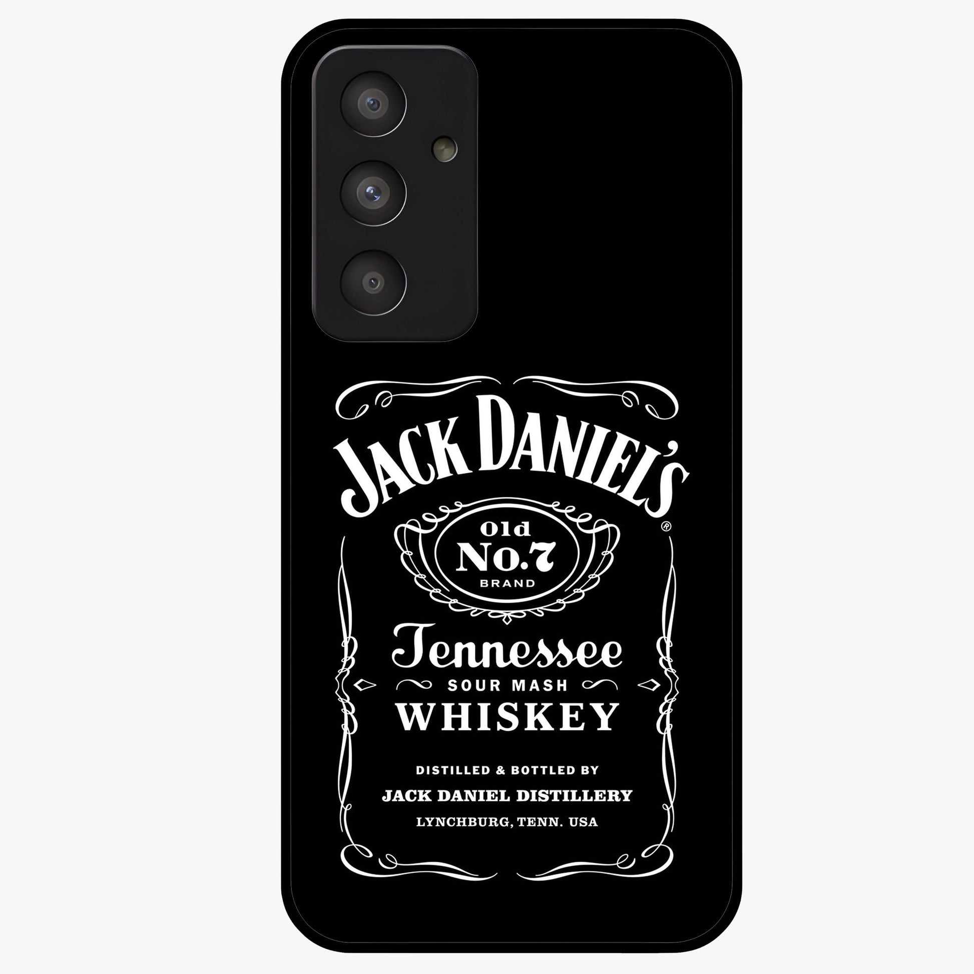 Vintage Whiskey Heritage Glass Case showing flat back view with classic whiskey inspired artwork and glossy glass finish.