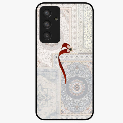 White Aesthetic Bow Glass Case showing flat back view with minimal bow artwork and glossy glass finish.