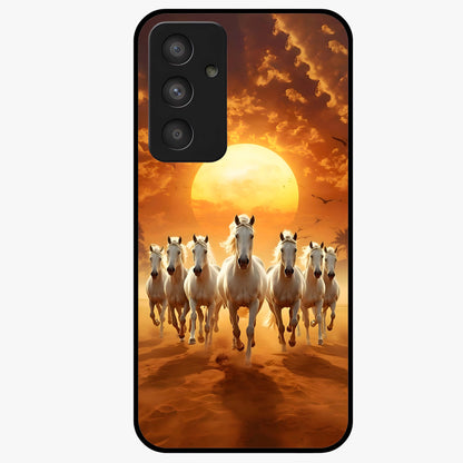 Wild Sunset Majesty Glass Case showing flat back view with majestic sunset landscape artwork and glossy glass finish.