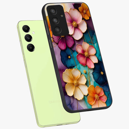 Artlyn Grace Flower Pattern Glass Case displayed in angled mockup highlighting delicate flower pattern design and smooth glass surface.