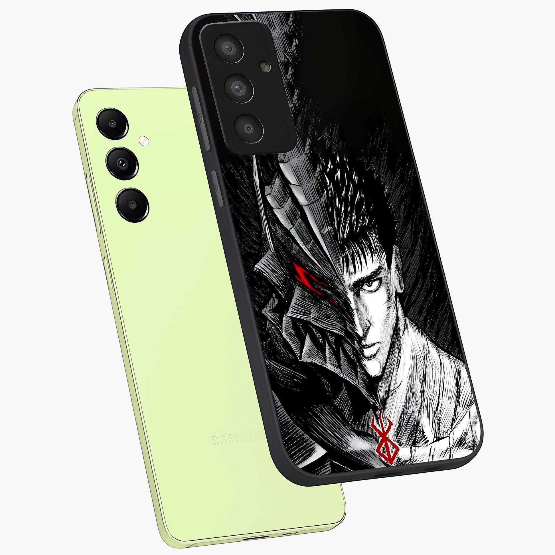 Berserker Blood Oath Glass Case displayed in angled mockup highlighting dark fantasy graphic design and powerful theme.