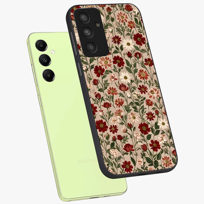 Biege Flower With Leaf Glass Case displayed in angled mockup highlighting minimal floral leaf design and elegant aesthetic.