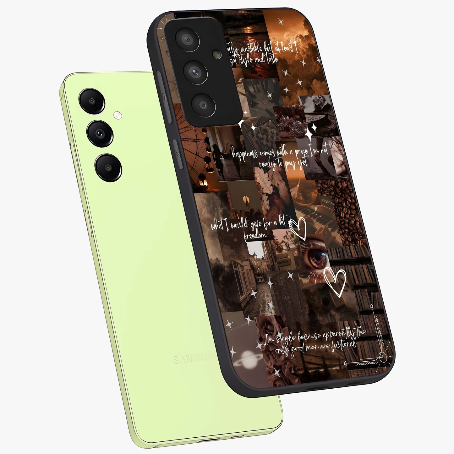 Bittersweet Aesthetic Chaos Glass Case displayed in angled mockup highlighting expressive abstract artwork and edgy aesthetic theme.