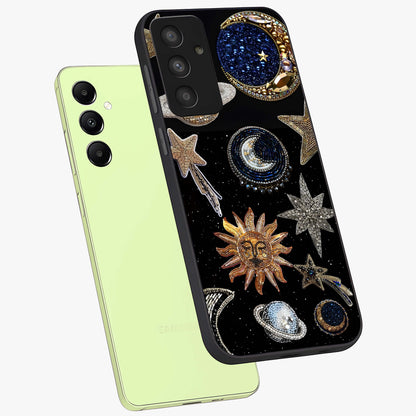 Celestial Gem Constellations Glass Case displayed in angled mockup highlighting gemstone inspired constellation design.