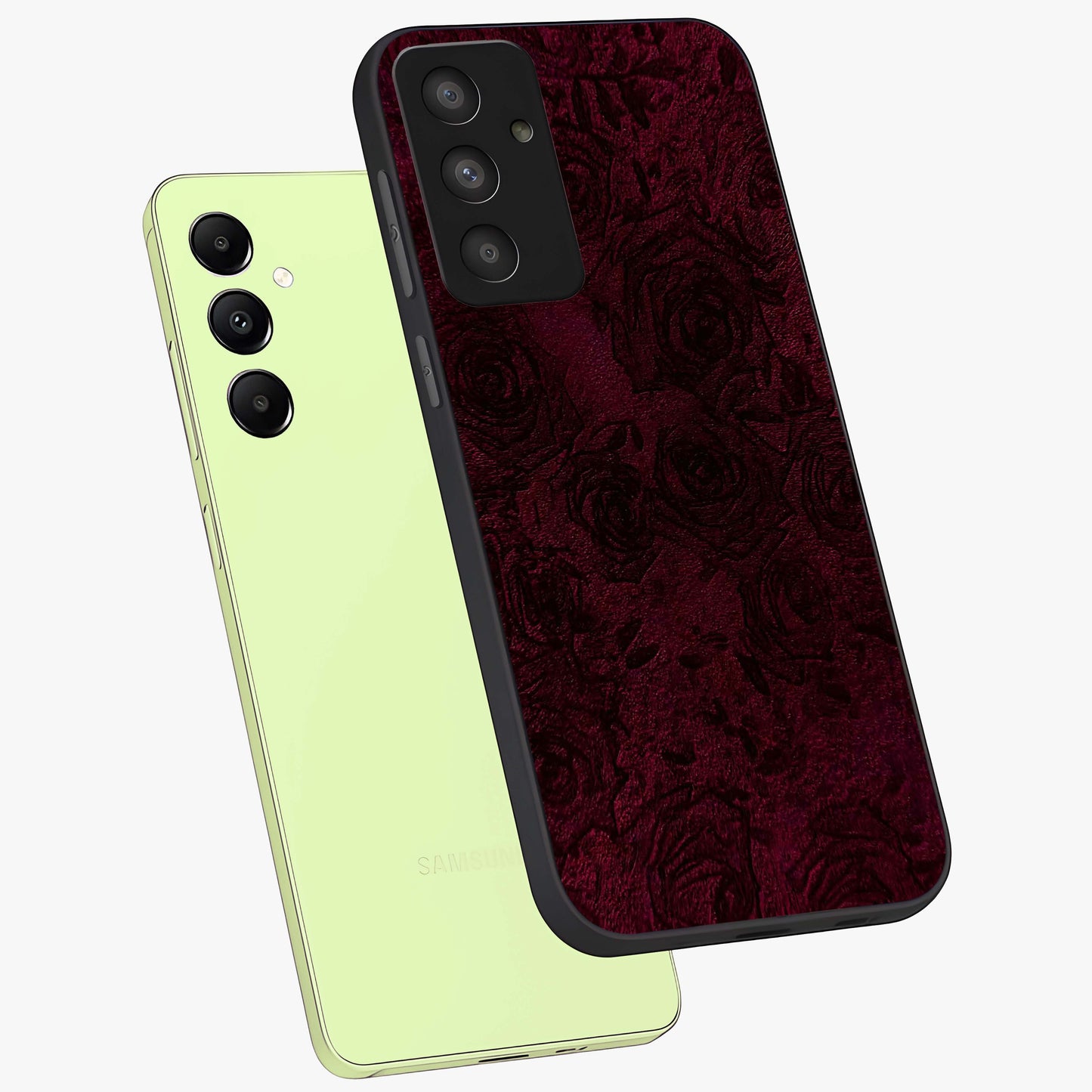 Crimson Fade Flow Glass Case displayed in angled mockup highlighting smooth gradient design with modern aesthetic style.