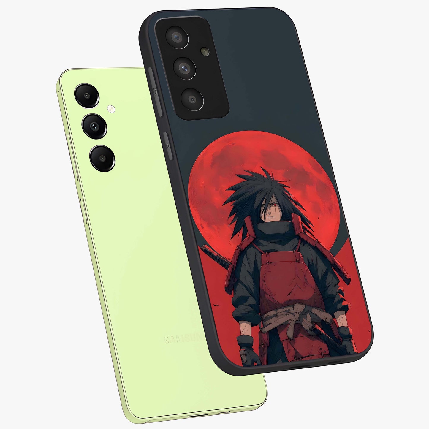 Crimson Moon Warlord Glass Case displayed in angled mockup highlighting dramatic crimson moon design with fantasy aesthetic.