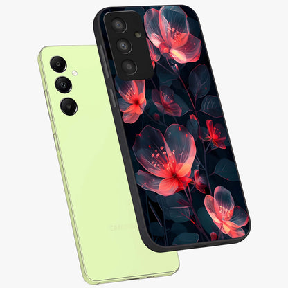 Dark Shade of Flower Glass Case displayed in angled mockup highlighting moody floral illustration with aesthetic dark tones.